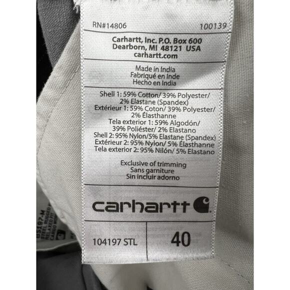 Carhartt Cargo Shorts Mens 40 Gray Carpenter Rip Stop Force Work Relaxed - Picture 11 of 12